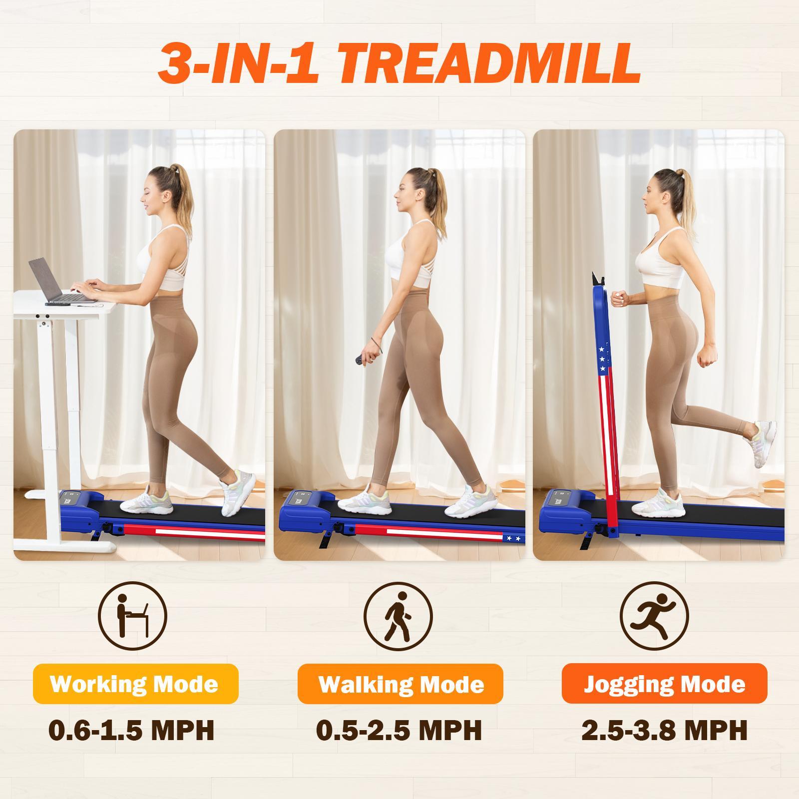 Walking Pad with Handle Bar, Duty Walking/Jogging Exercise Treadmill - Home Gym Workout Equipment - Foldable Under Desk Design