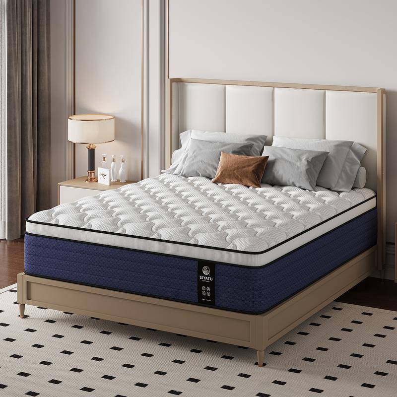 LODEIJA 8/12/14 Inch Twin Full Queen King Mattress Memory Foam & Spring Individual Pocket Springbed Motion Solution Fiberglass Free
