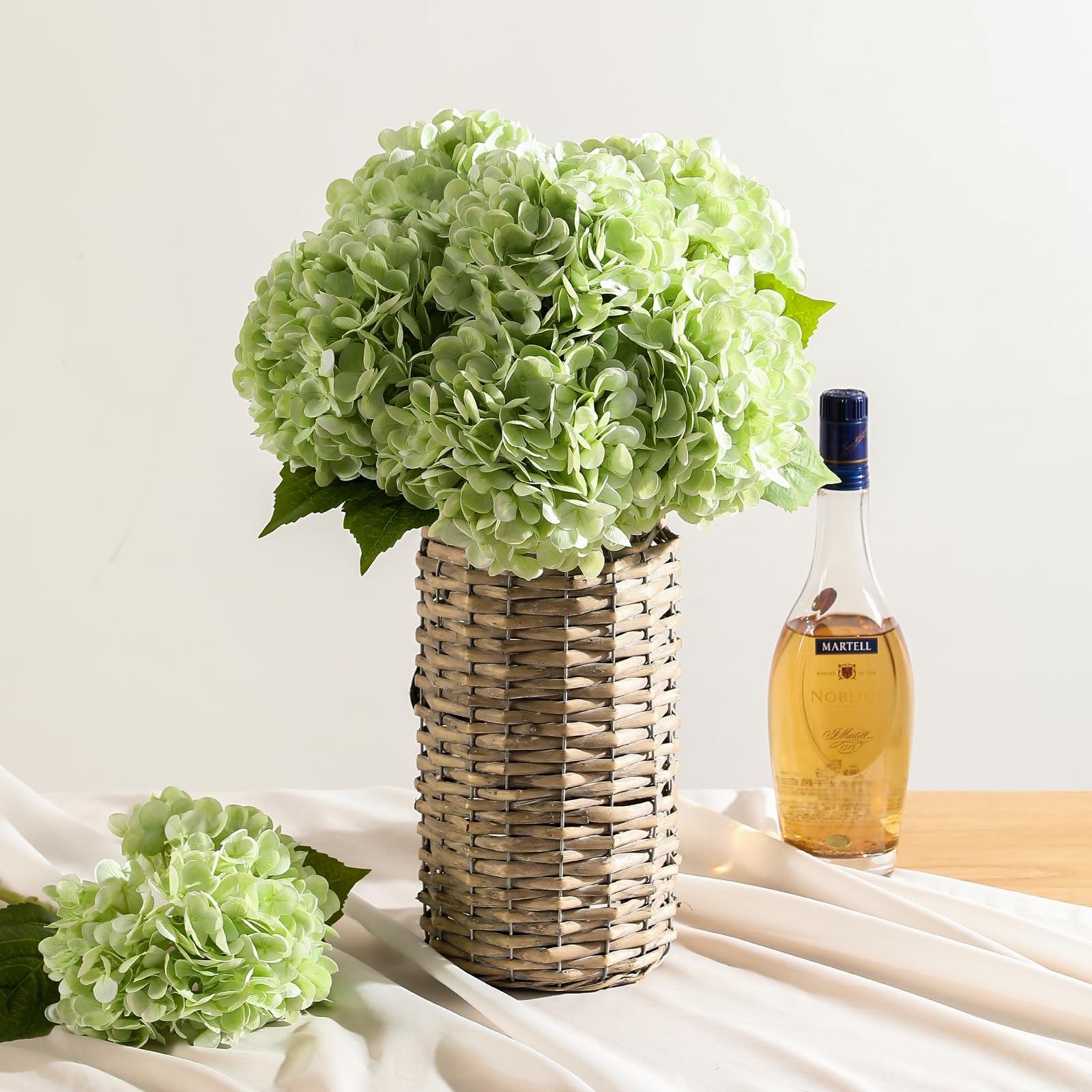 3 large diameter simulated hydrangea flowers, single stem realistic hydrangea flower, 54cm simulated tactile latex hydrangea flower decoration for weddings, parties, offices, and homes (without vases or other decorations)