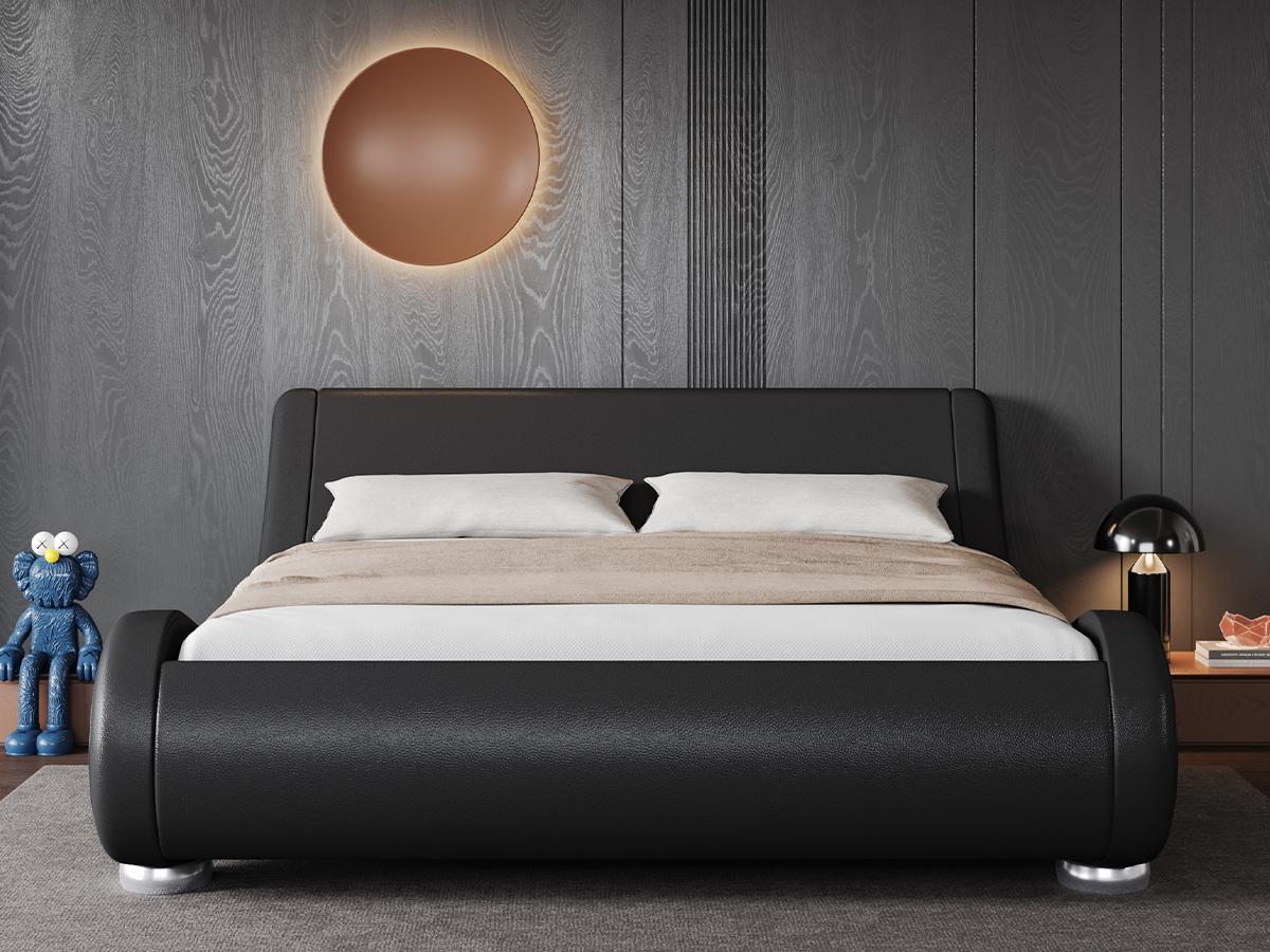 Allewie Full/Queen/King Size Bed Frame with Ergonomic & Adjustable Headboard, 【Frame Only No Mattress】Low Profile Modern Upholstered Platform Sleigh Design -  No Box Spring Required, Grey/Black/White,#TikTokShopBlackFriday #Christmas Gifts