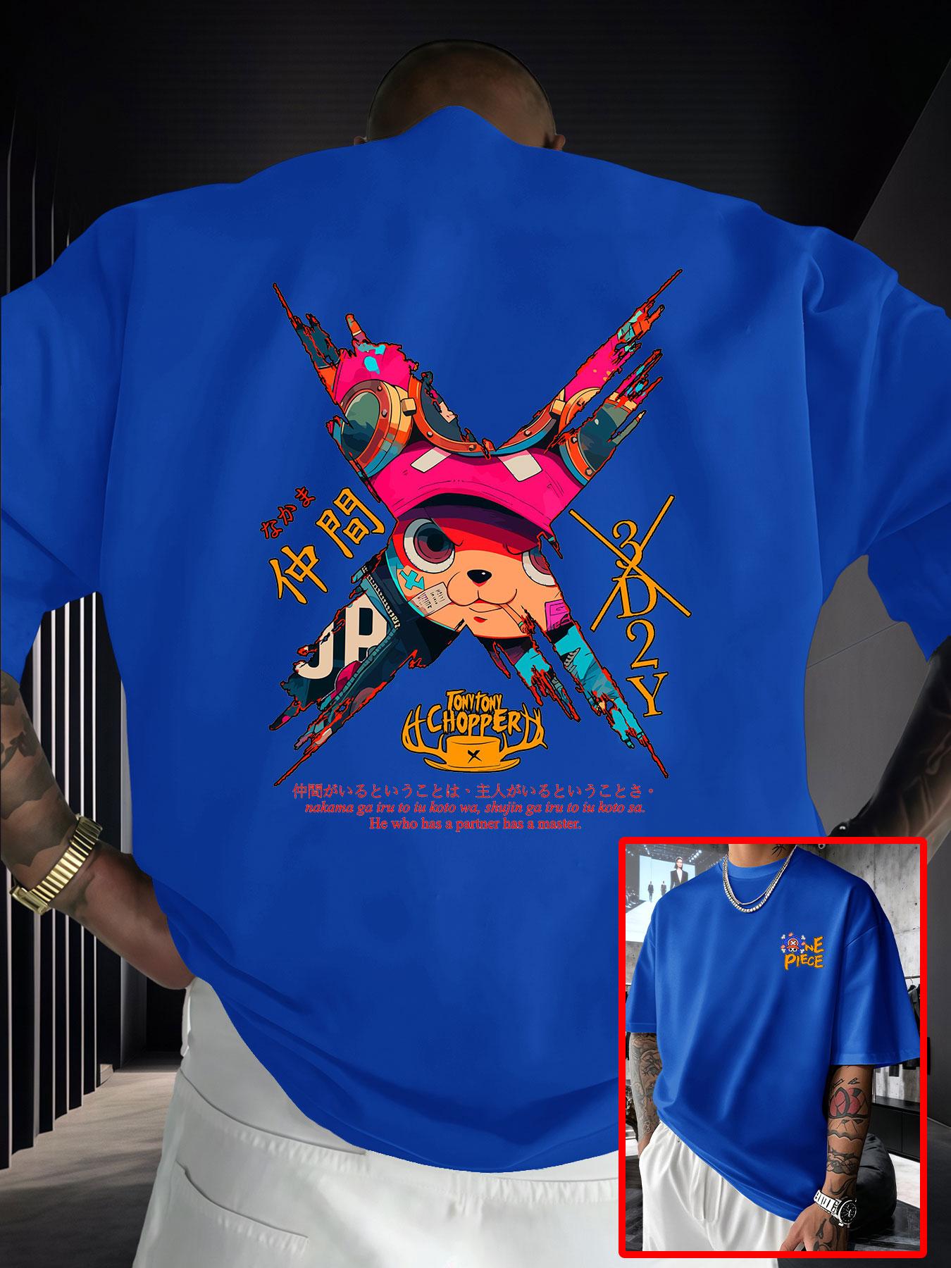 Anime Style Joejoe Printed Short Sleeve T-Shirt, Japanese Anime High Street Trendy Loose Fit Half Sleeve, Perfect for Manga Fans Collection