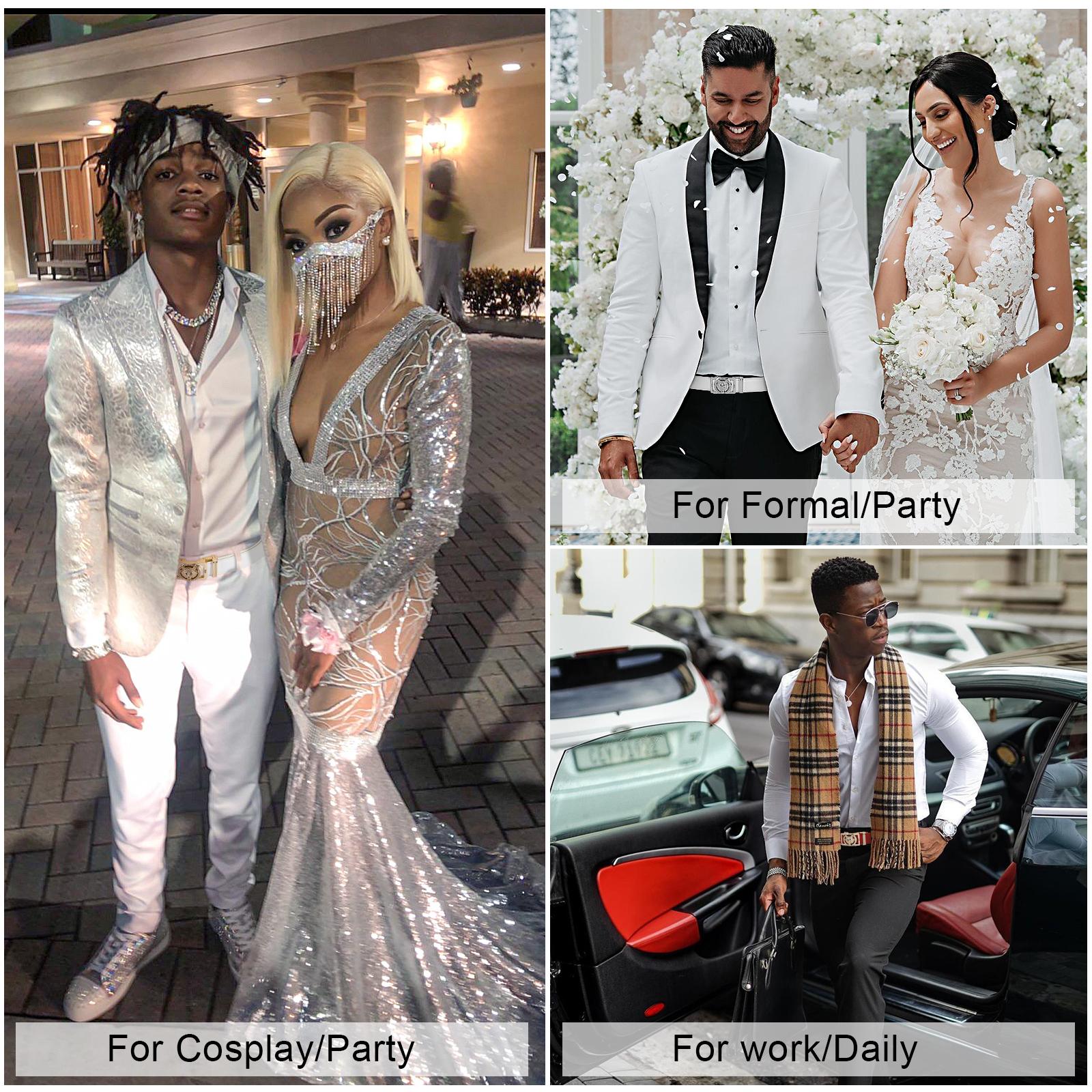 XZQTIVE Men's Real Leather Ratchet Dress Casual Belt, Cut to Exact Fit