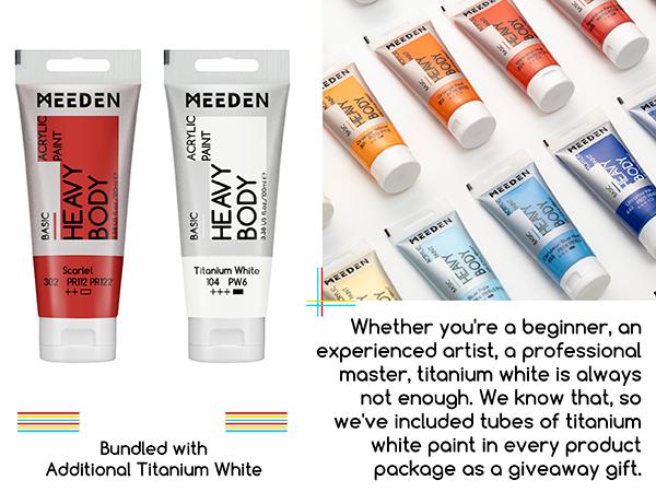 MEEDEN Acrylic Paint Set: 100ml/3.38oz x 40 Tubes - Heavy Body Acrylic Paint Set including 36 Colors & 4 x Titanium White Art Painting Art Supplies