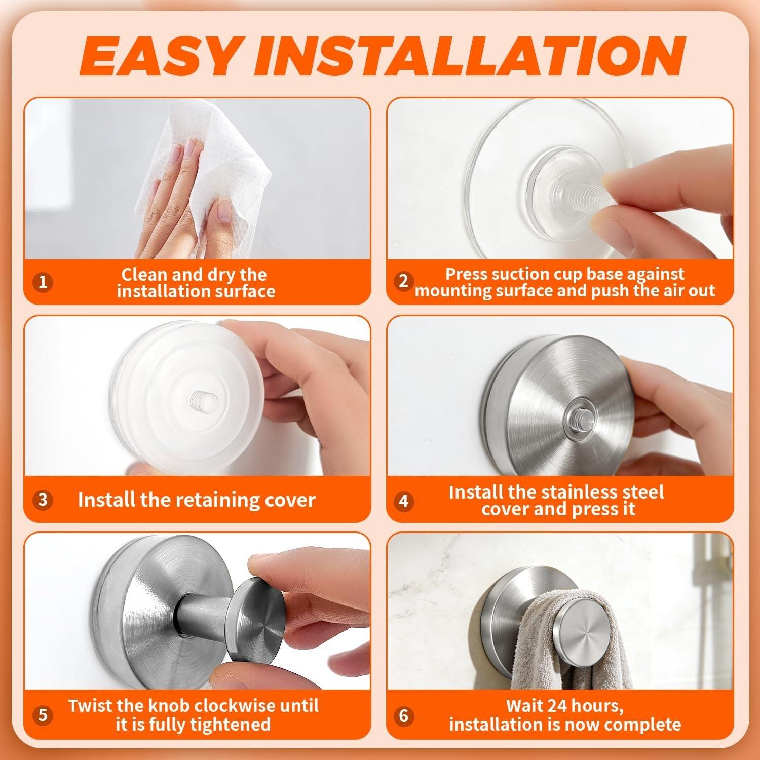 Suction Cup Hook, Waterproof & Rust Proof Hook, Multipurpose Hook for Shower, Bathroom, Kitchen, Glass Door, Mirror, Ceramic Tile