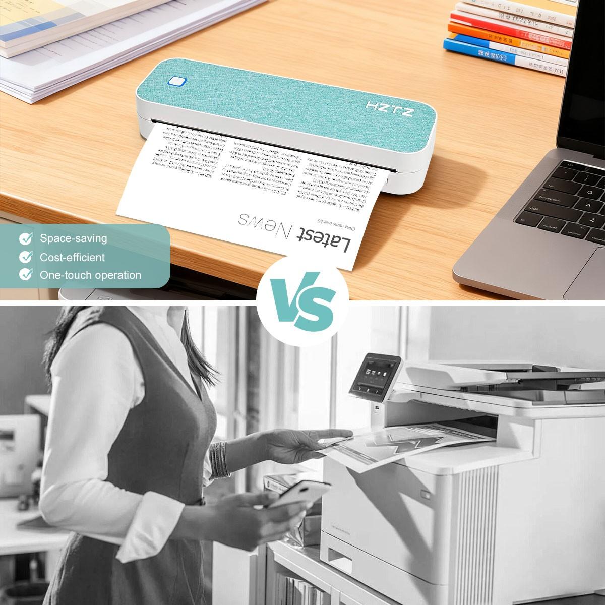 Hztz Mini Portable A4 Thermal Printer, Wireless Connection, Compatible with Android and iOS, Includes 10 Tattoo Papers, High-Quality Printing