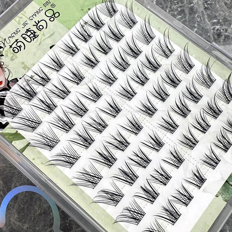 Self Adhesive False Eyelashes Glue Free No Glue Needed Fluffy Fox Eye Style Natural Look Chinese Style Wispy Eyelashes 10-14mm