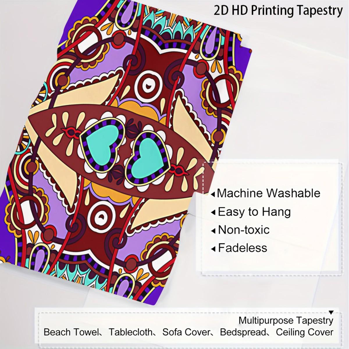 1Pcs Boho Paisley Printed Tapestry, Vintage Ethnic Style Wall Hanging, Soft Durable Decorative Tapestries, Vibrant Digital Print Art Tapestrys, Ideal for Living Room, Bedroom, Dorm, Studio, Home Wall Decor