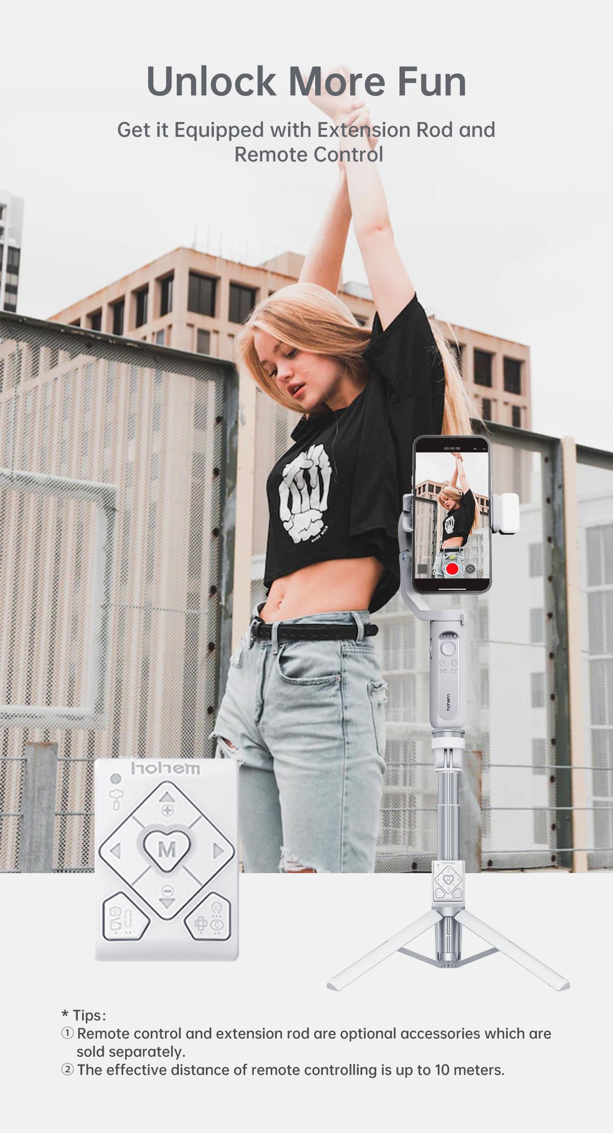 Hohem iSteady XE Kit Gimbal Stabilizer for Smartphone, 3-Axis Gimbal for iPhone 17 series & Android with Magnetic Adjustable Fill Light, Portable & Foldable Stabilizer for Video Recording