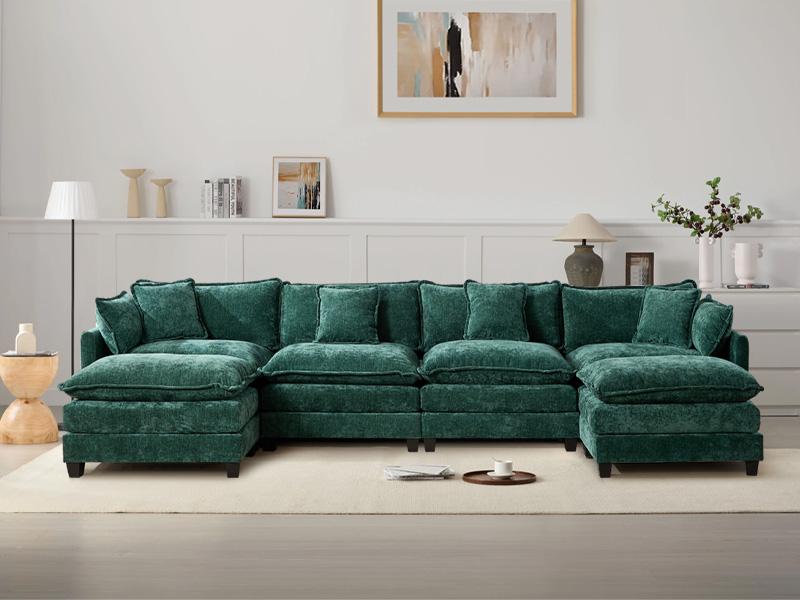Modular Sectional Cloud Sofa Set,Chenille Sectional with pillows ,Convertible sofa for Living Room & Apartment