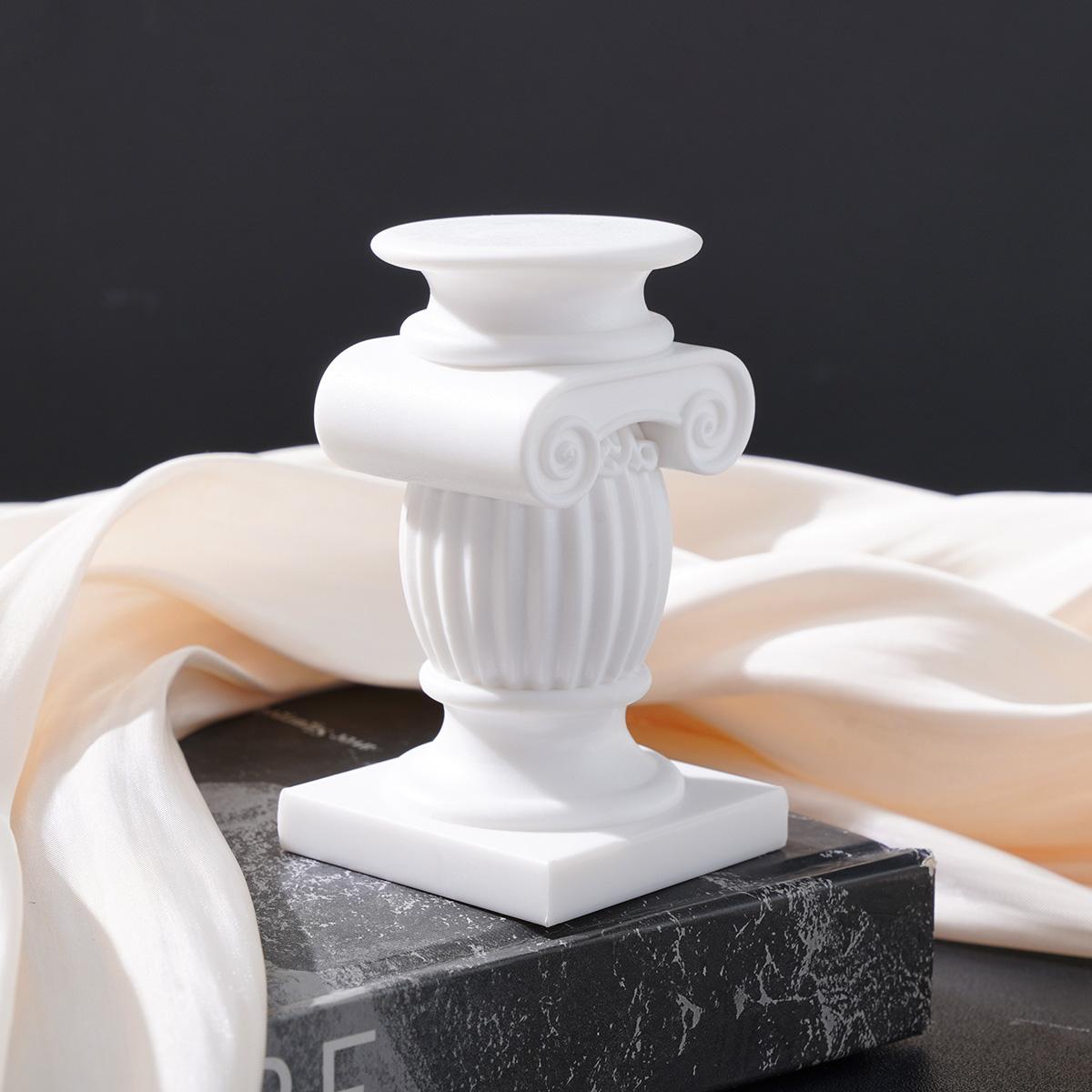 Drum Shape Roman Column Sculpture, European Candle Holder Base, Holiday Decoration Candelabra, Wedding Decor, Home Living Room Tabletop, Vintage Candle Stand