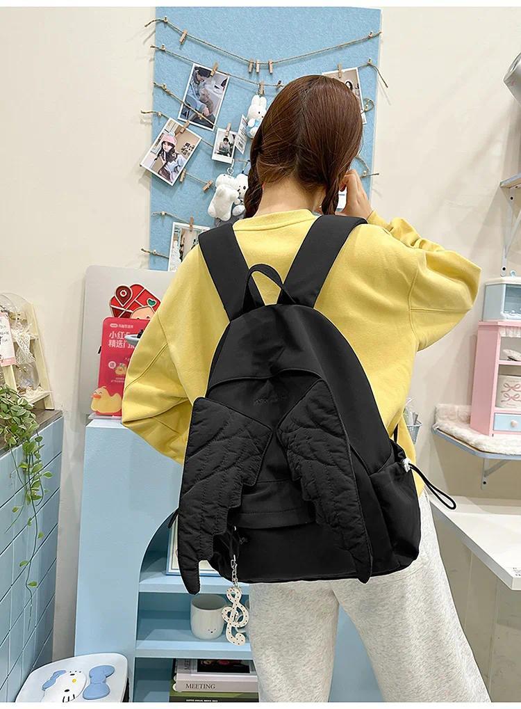 Angel's Wings Backpack for Girls Fashion School Bag for College Students Women Large Capacity Book Bag Lady mochila femininas