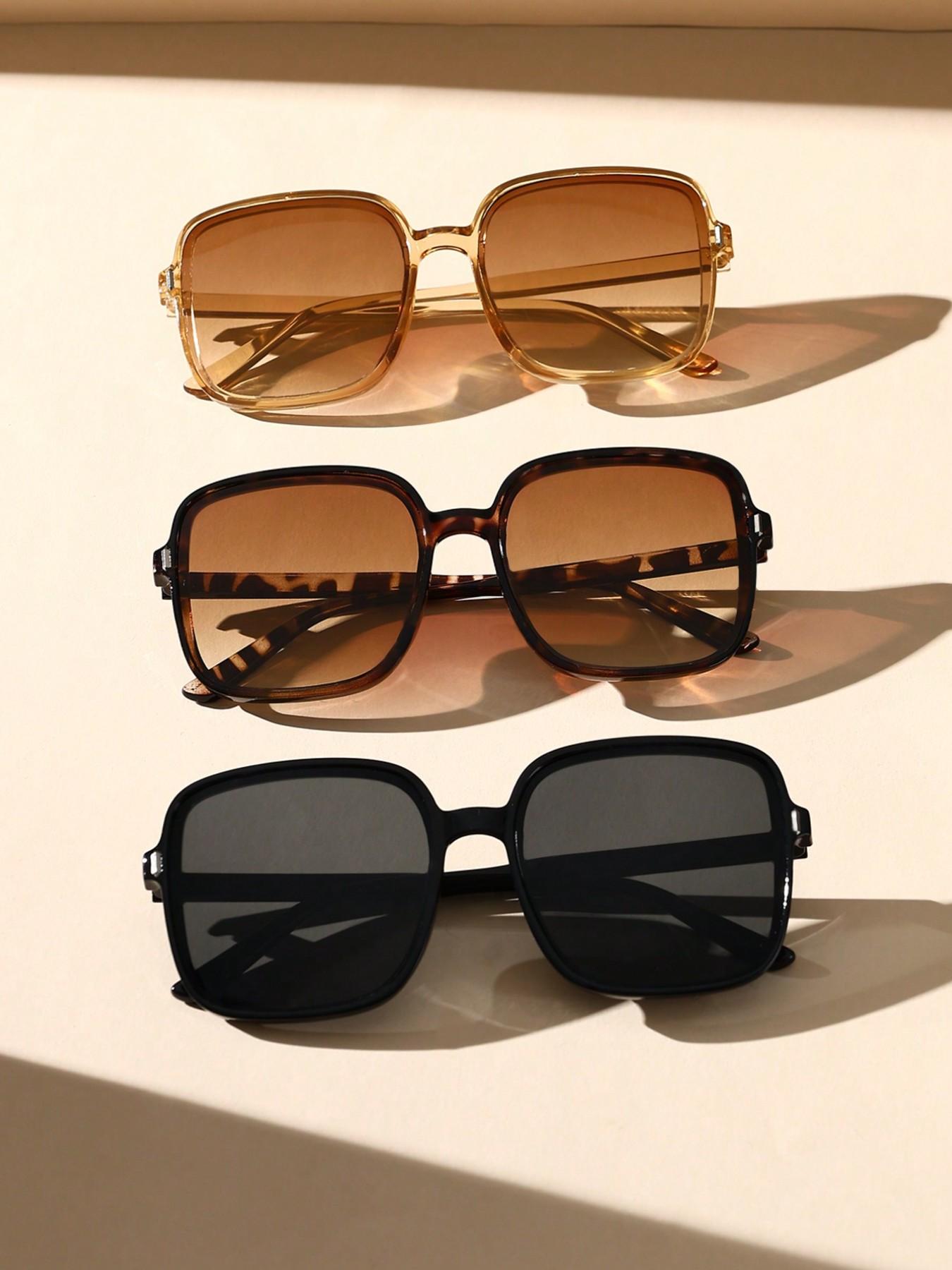 3 Pairs of Square Classic Elegant Women's Sunglasses, Perfect for Street Style, Date, Everyday Wear