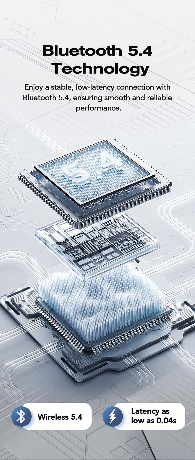 ERAZER XT82Pro OWS Wireless Earbuds Bluetooth 5.4 Earphones HIFI Sound Quality Wireless Headphones Light-Weight Headphones Full Color Display Touch Screen Gaming Headsets Built-in Microphone