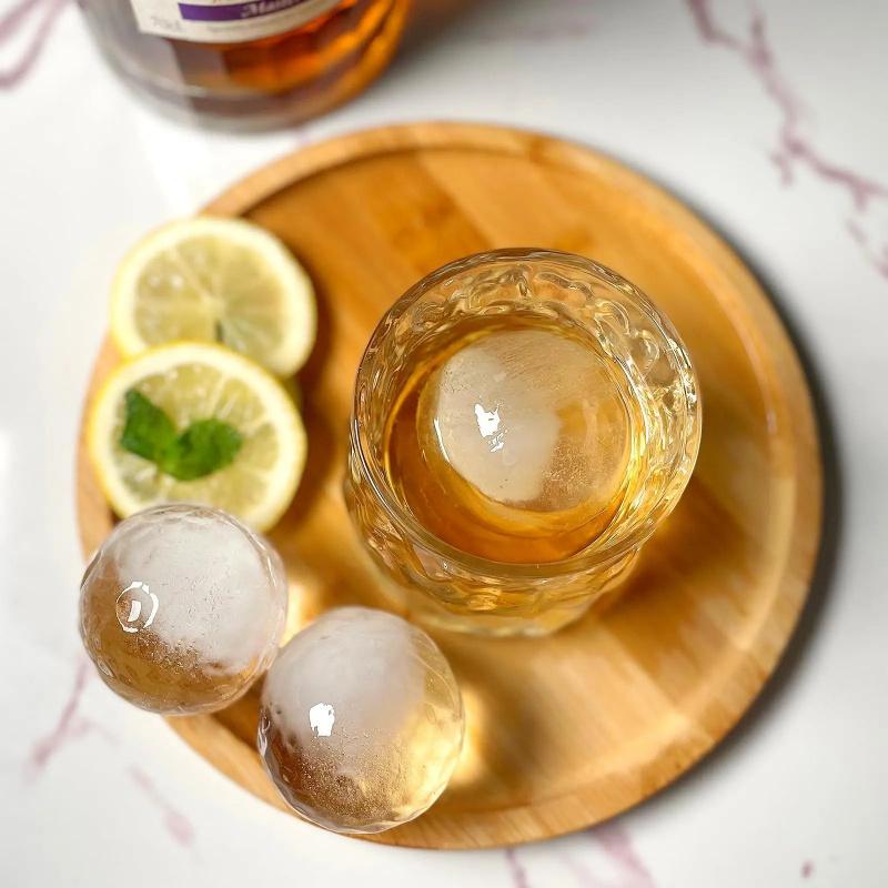 Ice Ball Molds Set of 3 – Large Slow-Melting Ice Sphere Maker – Reusable Silicone Ice Cube Tray for Whiskey, Bourbon, Cocktails & Drinks