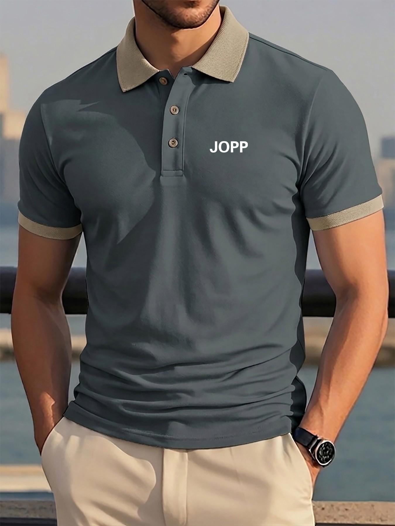 Men's Summer Polo Shirts, 2-Pack Letter Print Short Sleeve, Breathable Casual Golf Wear, Slim Fit, Multi-Color, Perfect Gift for Husband