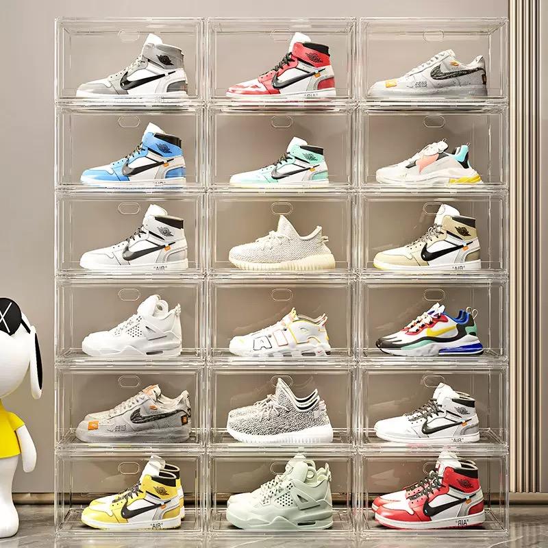 Large Transparent Acrylic Shoe Box, Stackable Side Opening, Dustproof, Sports Shoes Display Storage Box, Ideal for Organizing, Display Shelf