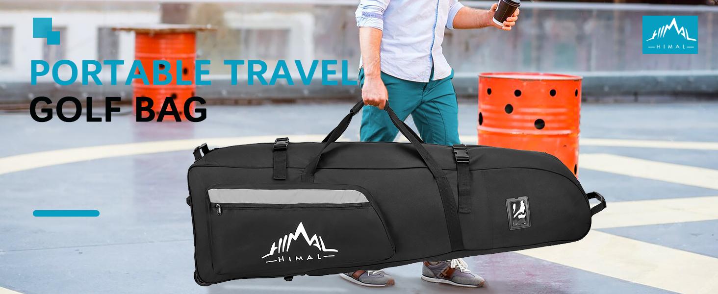 Himal Outdoors Soft-Sided Golf Travel Bag with Wheels - Heavy Duty 600D Polyester Oxford Wear-Resistant, Excellent Zipper Universal Size