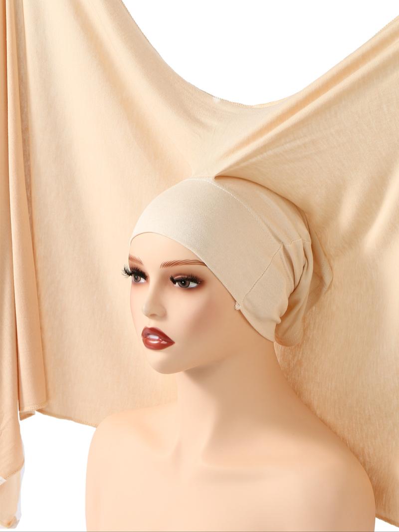 1pc Instant Jersey Hijab with Undercap, Silky Soft Breathable Fabric, Casual Plain Design, Ideal for All Seasons & Special Occasions, Tudung