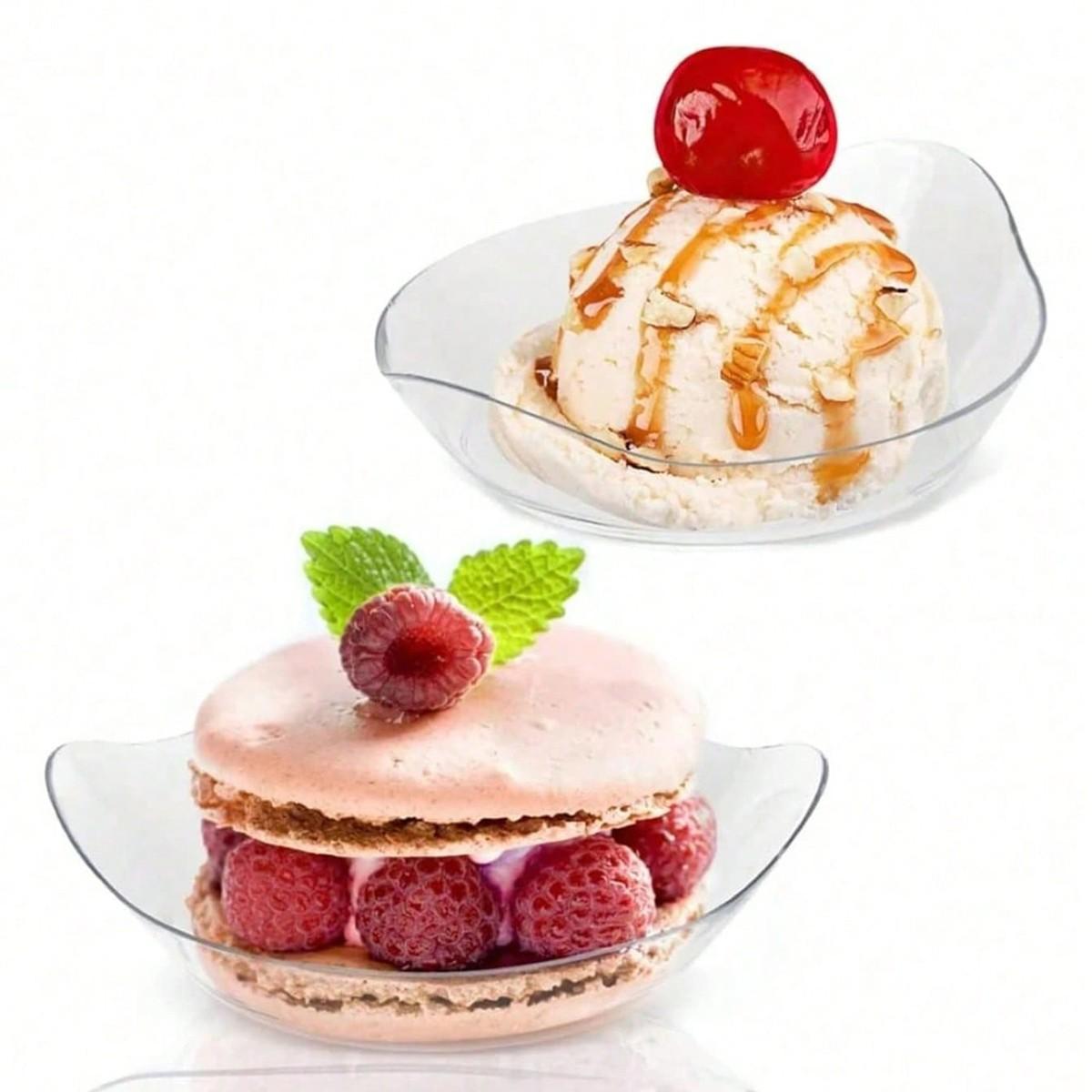 10/20/30 Mini Dessert Plates, Transparent Plastic Appetizer Dishes, Party Wedding Bowls, Oval Yogurt Bowls, Perfect for Parties and Holidays