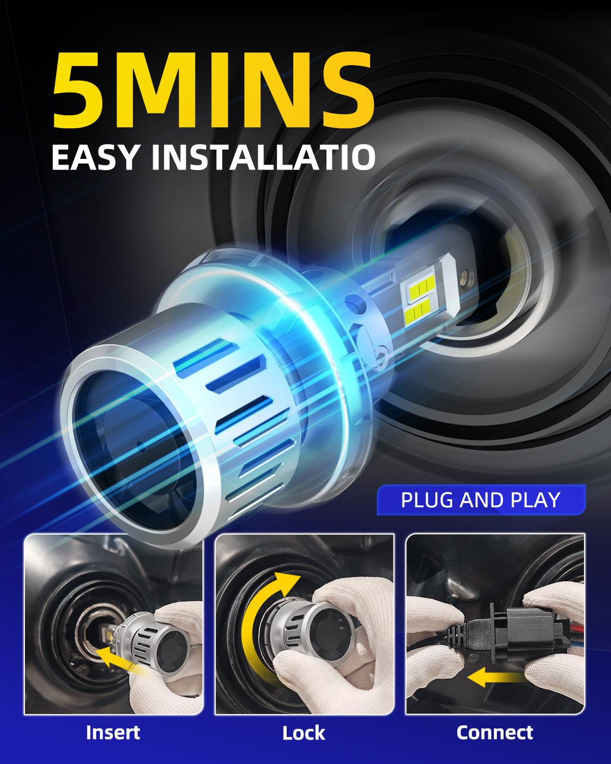 AUTOONE H13 9008 LED Headlight Bulb Conversion Kit Car Light Bulbs, 900% Brightness 6500K White,White Super Bright 6500K Halogen Replace, Pack of 2 AUTOONE H13 9008 LED Headlight Bulb Conversion Kit Car Light Bulbs, 900% Brightness 6500K White,White Super Bright 6500K Halogen Replace, Pack of 2