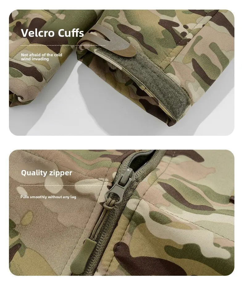 Men's Waterproof Fleece Hooded Jacket Mock Neck, Fitted, 9 Multi Compartment Pockets, Long Sleeves, Operator Style Camo Navy Workwear for Outdoor Motocross Men's Waterproof Fleece Hooded Jacket Mock Neck, Fitted, 9 Multi Compartment Pockets, Long Sleeves, Operator Style Camo Navy Workwear for Outdoor Motocross