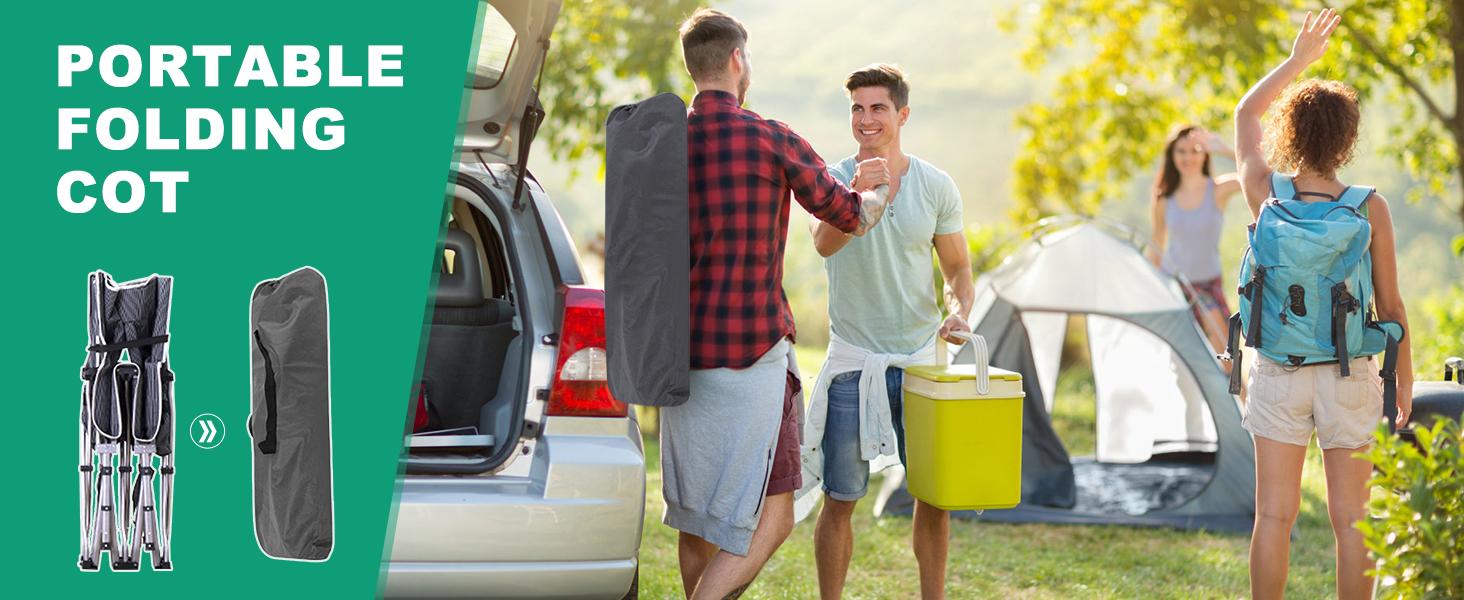 SLSY Folding Bed Cot with 3.3 inch 2 Sided Mattress, 75"x 28" Folding Sleeping Cot Guest Bed, Folding Camping Cots with Carry Bag