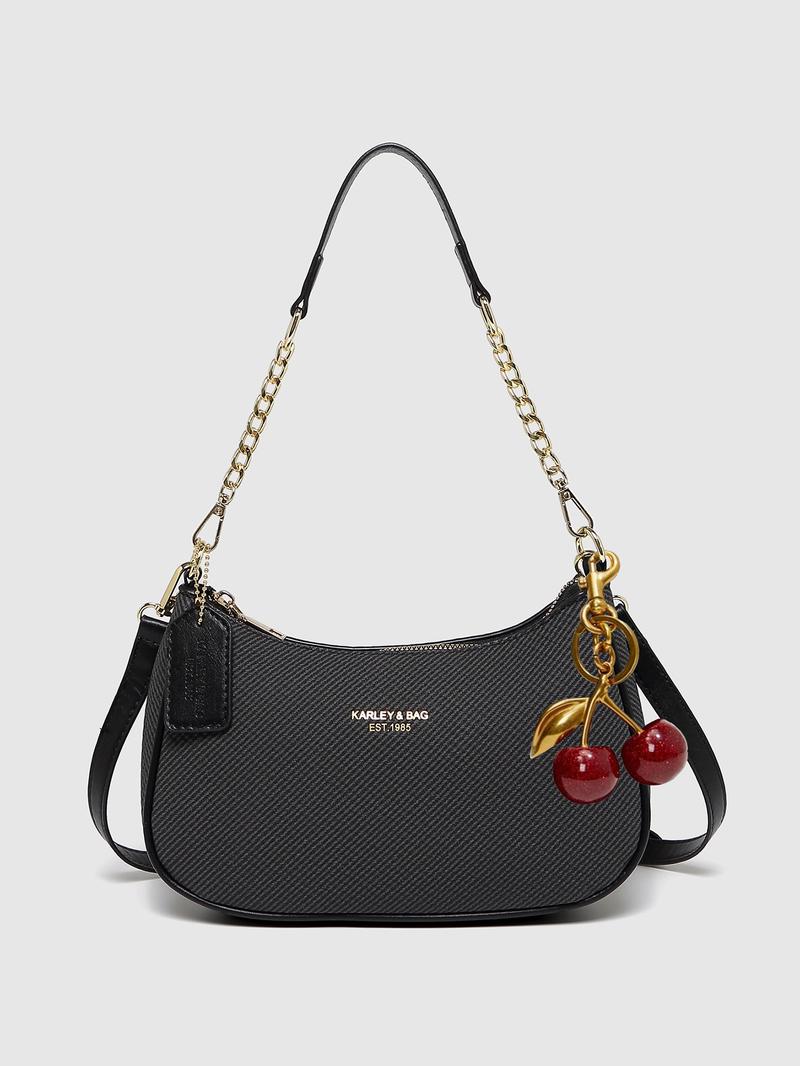 Women's Solid Color PU Leather Shoulder Bag, Adjustable Strap Office Crossbody Bag, Fashionable Durable Design for Daily Use