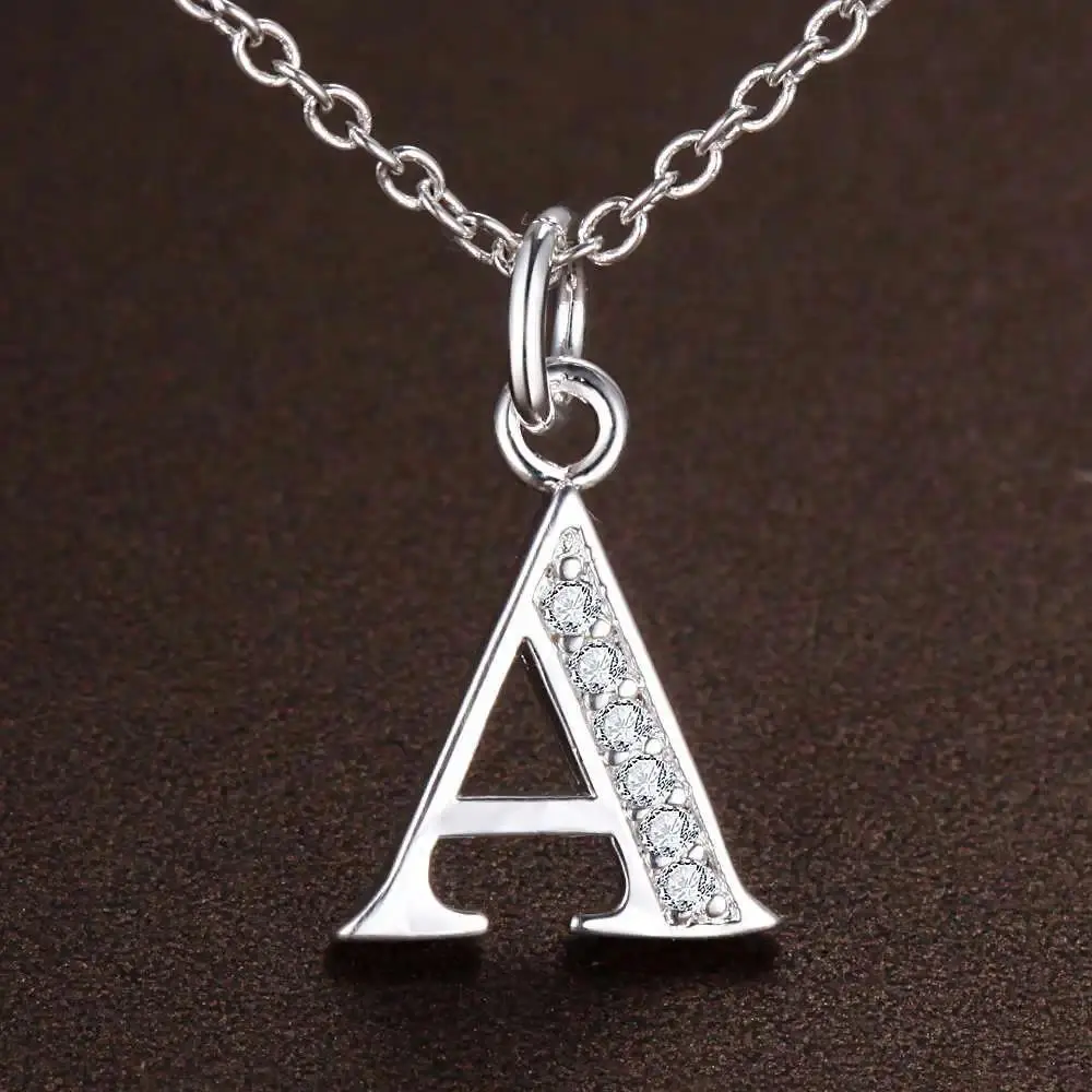 Women's New 925 Sterling Silver Clavicle Chain - 26 Plain Letter Pendant, Simple Fashion Wedding Gift Jewelry