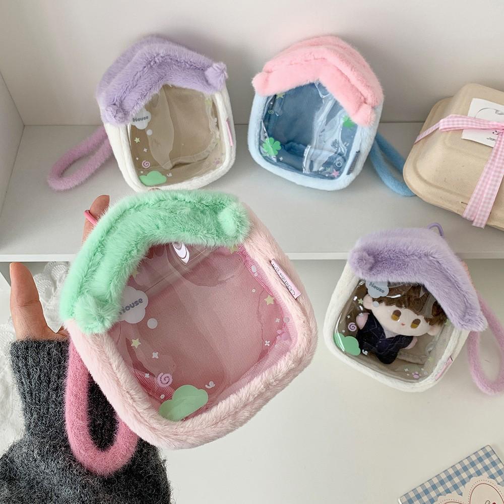 Cartoon Plush Doll Bag, Student Toy House Storage Bag, Anime Figure Cotton Doll Display Hanging Bag, Pain Bag for Collectors