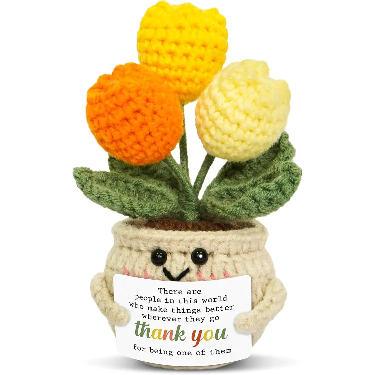 OASSIE Mini Positive Tulip Crochet Flowers, Emotional Support Handmade Crochet Ornament, Christmas Thank You Gifts for Women, Cute Stocking Stuffers, Appreciation & Retirement Present for Coworkers, Boss, Friends and Teachers, Heartwarming Keepsake
