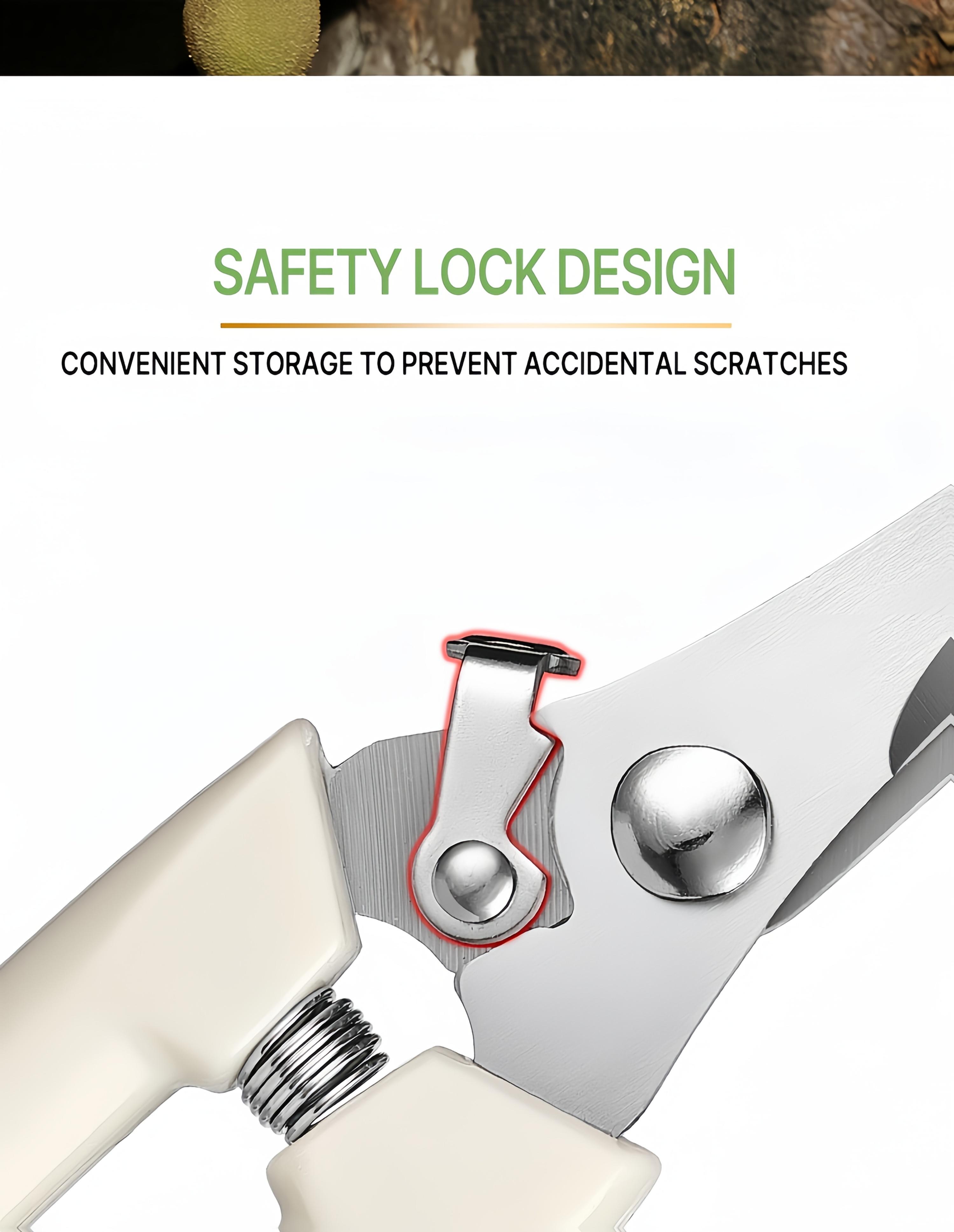 Professional Stainless Steel Garden Pruning Shears with an Ergonomic White Handle Designed to Save Effort, Perfect for Branches, Flowers, And Grafting Trees, As Well As Tasks in Orchards And Gardening