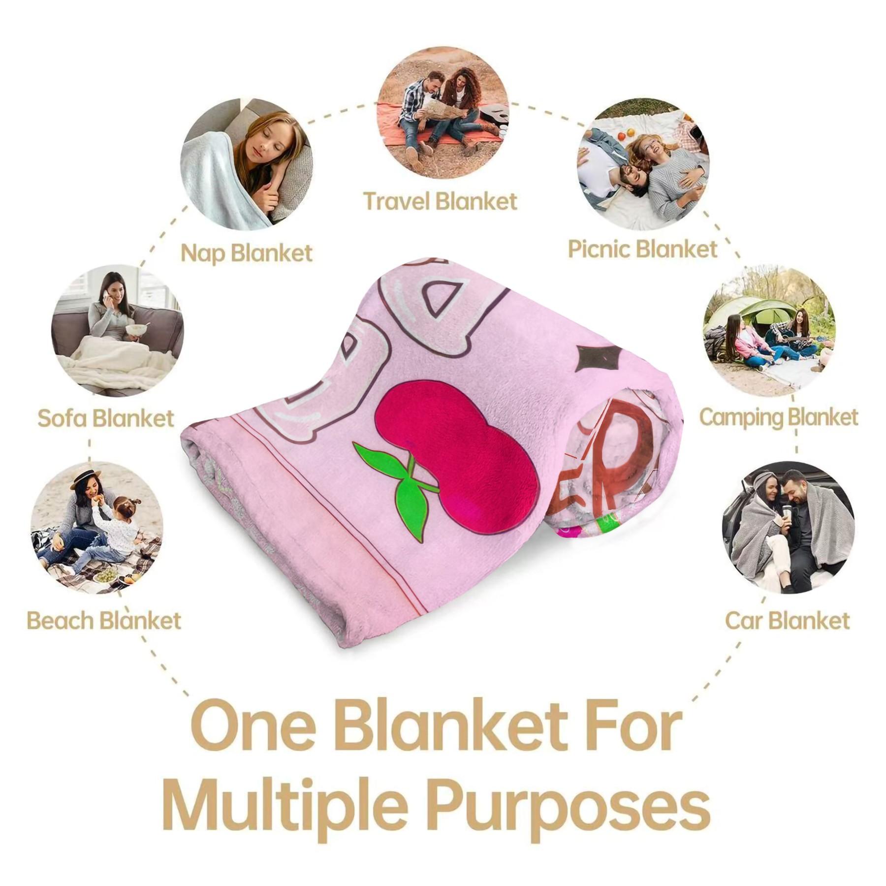 Bad Bitch Energy Flannel Blanket, Y2K Coquette Funny Slogan Cherry Popsicle Throw Blanket, Ultra Soft Warm Blanket for Teen Girls Women, Cute Girly Aesthetic Gift Blanket, Cozy for Couch Bed Sofa Bedroom Dorm