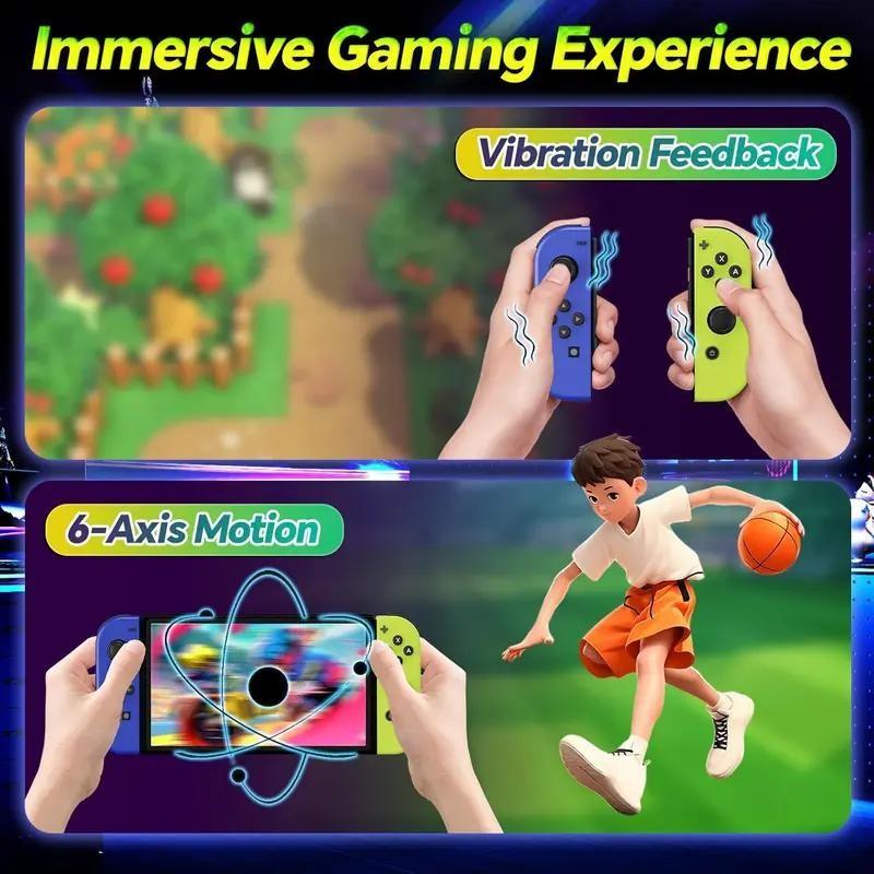Wireless Controller for Game Handheld, Compatible with Switch Lite Oled, Dual Vibration Function, Cool Replacement Accessory