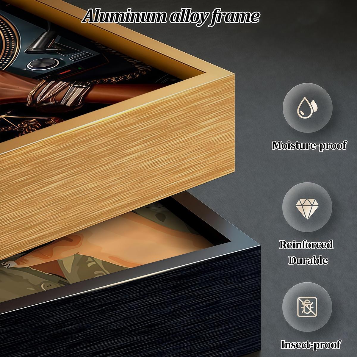 3 Counts Aluminum Alloy Framed Painting, Retro Vinyl Record And Modern Portrait Art Pictures, Home Decoration For Living Room, Bedroom, Office, Restaurant, Hallway Wall Decor, Odorless Print Artwork, Luxury Perfect Gift For Friends And Family