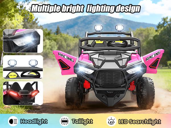 Hikole 24V 2-Seater Ride On Truck for Kids – Electric UTV w/ Remote, Bluetooth, LED Lights, Music & Shock Absorption, Christmas Gifts for Kids 2025