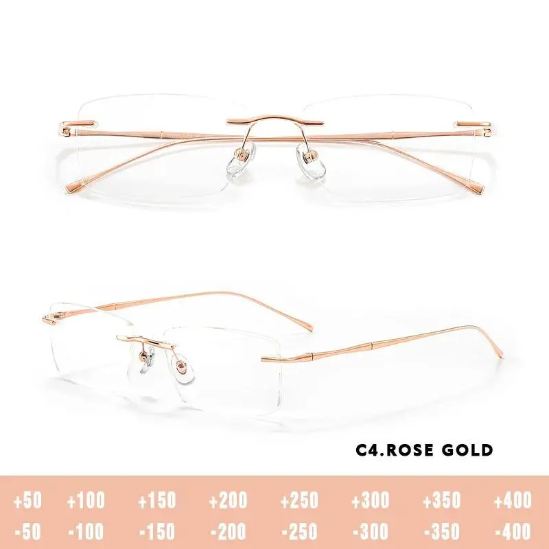 O-Q CLUB Ultra-light Titanium Reading Eyeglass Frames Men Fashion Simple Rimless Myopia Glasses Customized Prescription Glasses