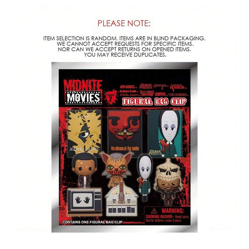 WB Officially Licensed MGM Midnite Movies Peripheral Keychain Horror 3D Anime Characters Series Mystery Blind Bags Key Ring Backpack Car Keys Pendant Random One Wednesday Candyman Blind Bags Creative Costume Decorations MN-33060
