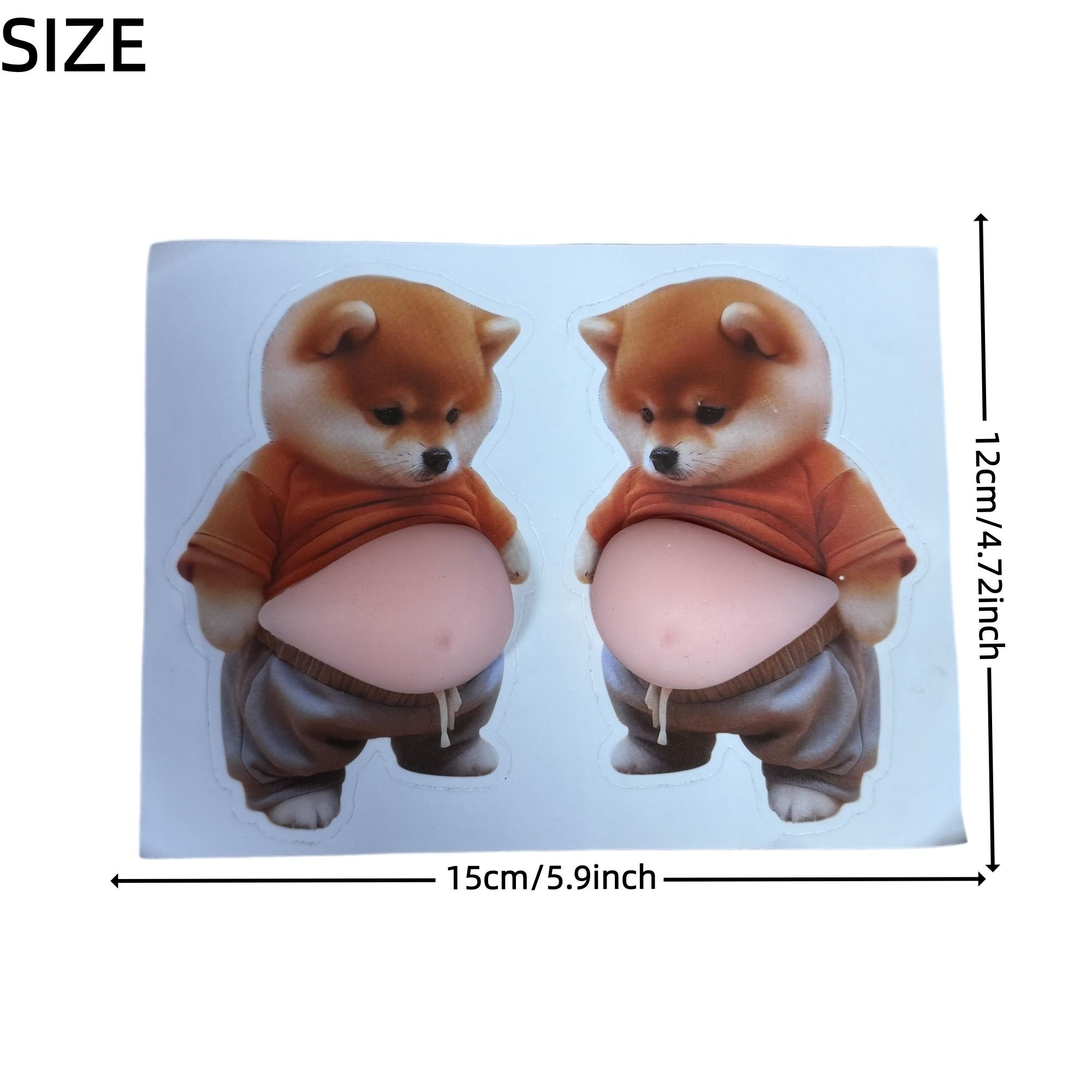 2pc Squishy Shiba Inu Sticker, Funny Chubby Belly Stress Relief Fidget Decal, Silicone Anti-Collision Car Door Protector, Cute Decorative Decals