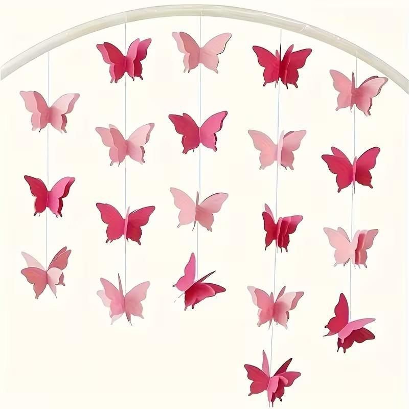 9 Strands (220 cm / 86.61 inches) Butterfly Paper Garlands — Ideal for Wedding, Valentine's Day, and Birthday Theme Decorations, as well as Party and Home Decor.