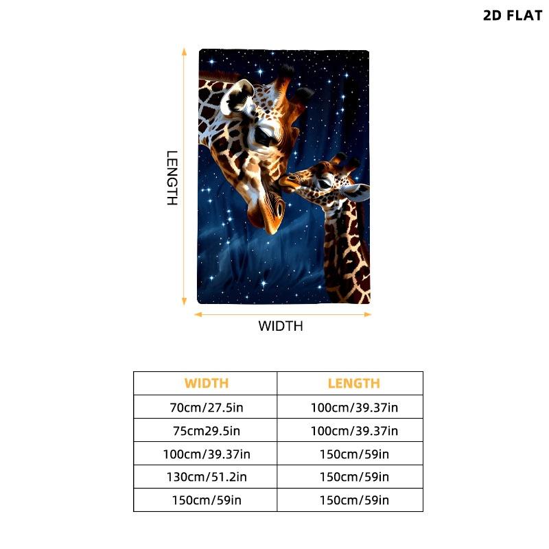 Giraffe Print Throw Blanket, Single - sided Printed, Multiple Specifications Available, Warm Cozy for Nap/Relaxation, Soft Flannel Material, Ideal for Adults, Serene Starry Night Giraffe Design, Perfect for Home/Office Lounging