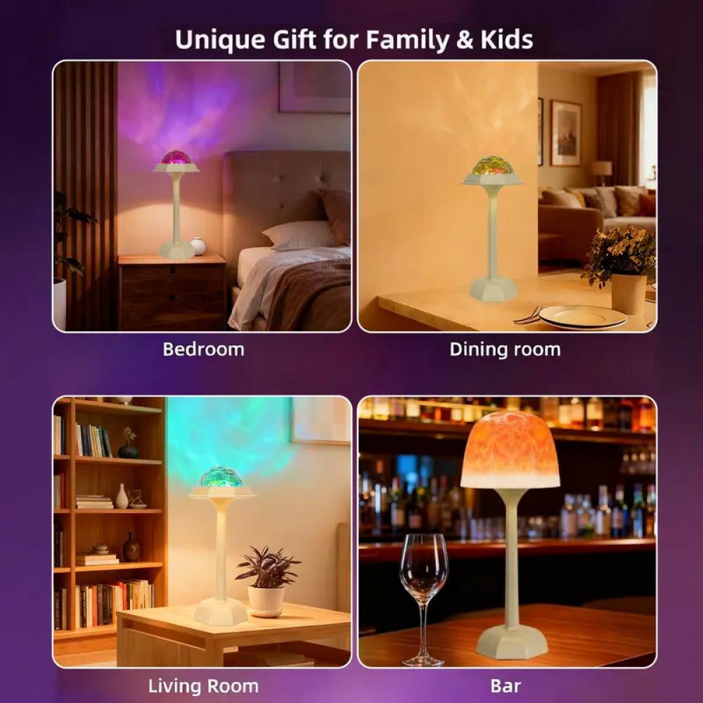 Shower Lamp Ocean Wave Projector Light,Rechargeable Battery Powered Water Ripple Ambient Night Light, Waterproof Bathroom Light for Shower, Bedroom, Home Spa, Relaxing Mood Lighting, USB Charging, Portable Decorative Lamp