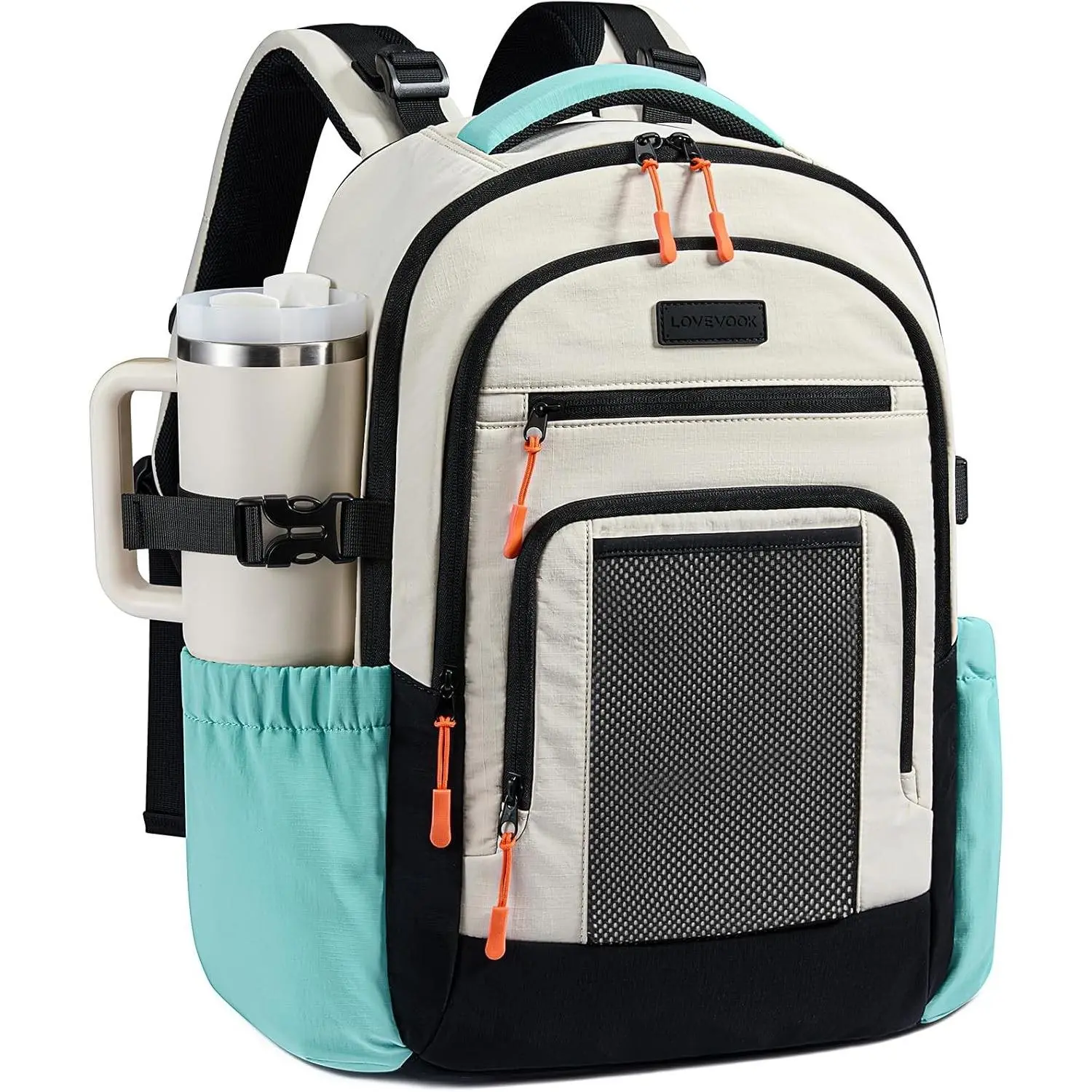 Laptop Backpack for Women,15.6 Inch Work Computer Teacher Bag | Large Cup Holder,Chest Buckle,Back Pad Shoulder Buckle,Waterproof,Mesh pocket,Business College Backpack,Teacher Bag,Travel