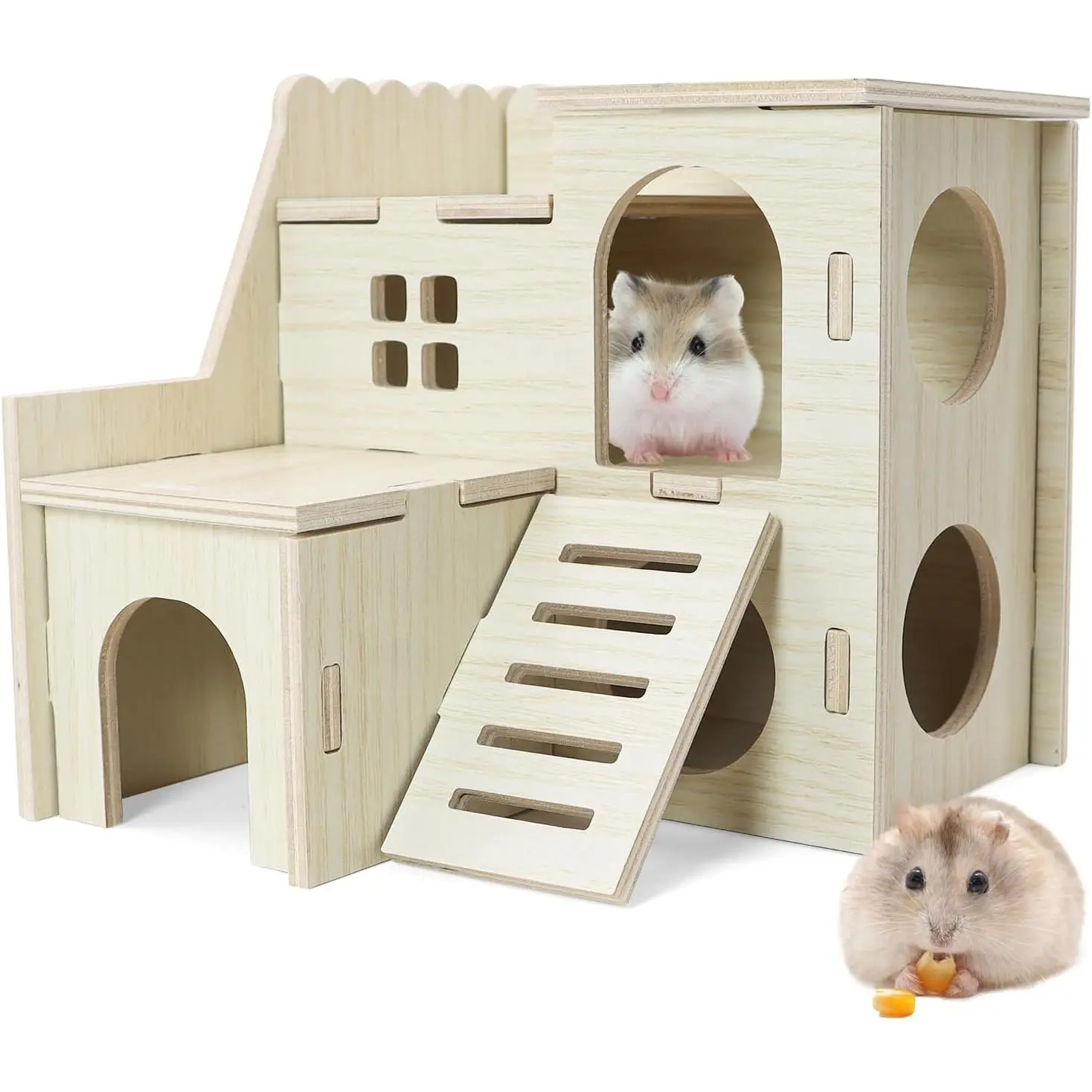Hamster Hideout  Maze  House with Slide (Pygmy Rats Only) | Hamster House and Habitat Wooden  Hut for  Gerbils  Mice and Other Small