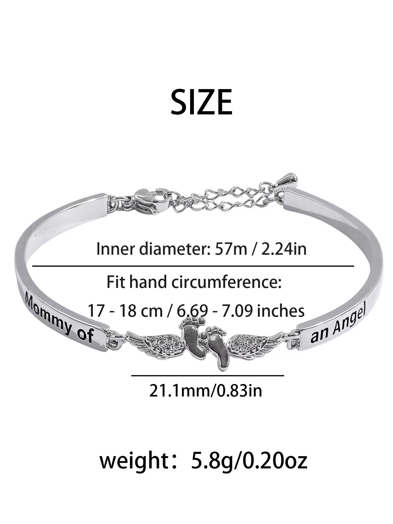 Mother's Day Angel Mom Bracelet, Cute Footprint Ring, Adjustable Infinite Circular Bracelet, Angel Baby Memorial Bracelet - With Angel Wings and Footprints as Remembrance Decorations. A Memorial Gift for the Baby's Death,For the strongest mother.