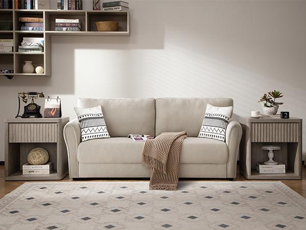 SICOTAS Nightstand Set of 2 with Drawer, Modern Wide Bedside Table for Bedroom, 22.7 x 15.4 x 24.1 Size Mid-Century End Table with Storage, Sturdy Night Stand for Sofa, Couch, Living Room, Office