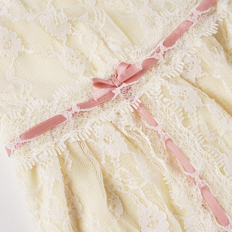 Cute Lace Bowknot Halter Top Y2K Style, Sweet Vintage Summer Tank, Double Layered Floral Trim, Adorable Girl's Sleeveless Blouse