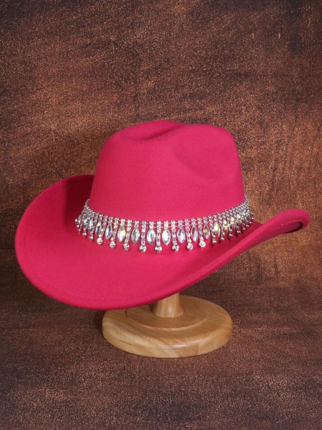 1PCS  Shimmering Rhinestone Cowboy Hat for Women, Lightweight Glittery Rhinestone Belt Cowboy Hat, Unique Wedding Party Outdoor Adventure Design