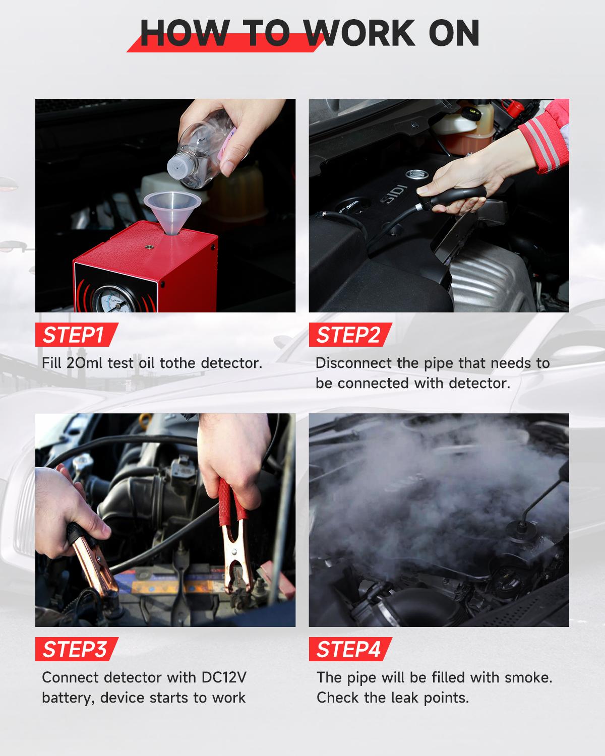 ANCEL S200 Smoke Machine Automotive with Built-in Air Pump and Pressure Gauge, Evap Smoke Machine Leak Detector, Dual Mode Auto Fuel Pipe System Vacuum Leak Smoke Tester for All Car/Motorcycle/Truck