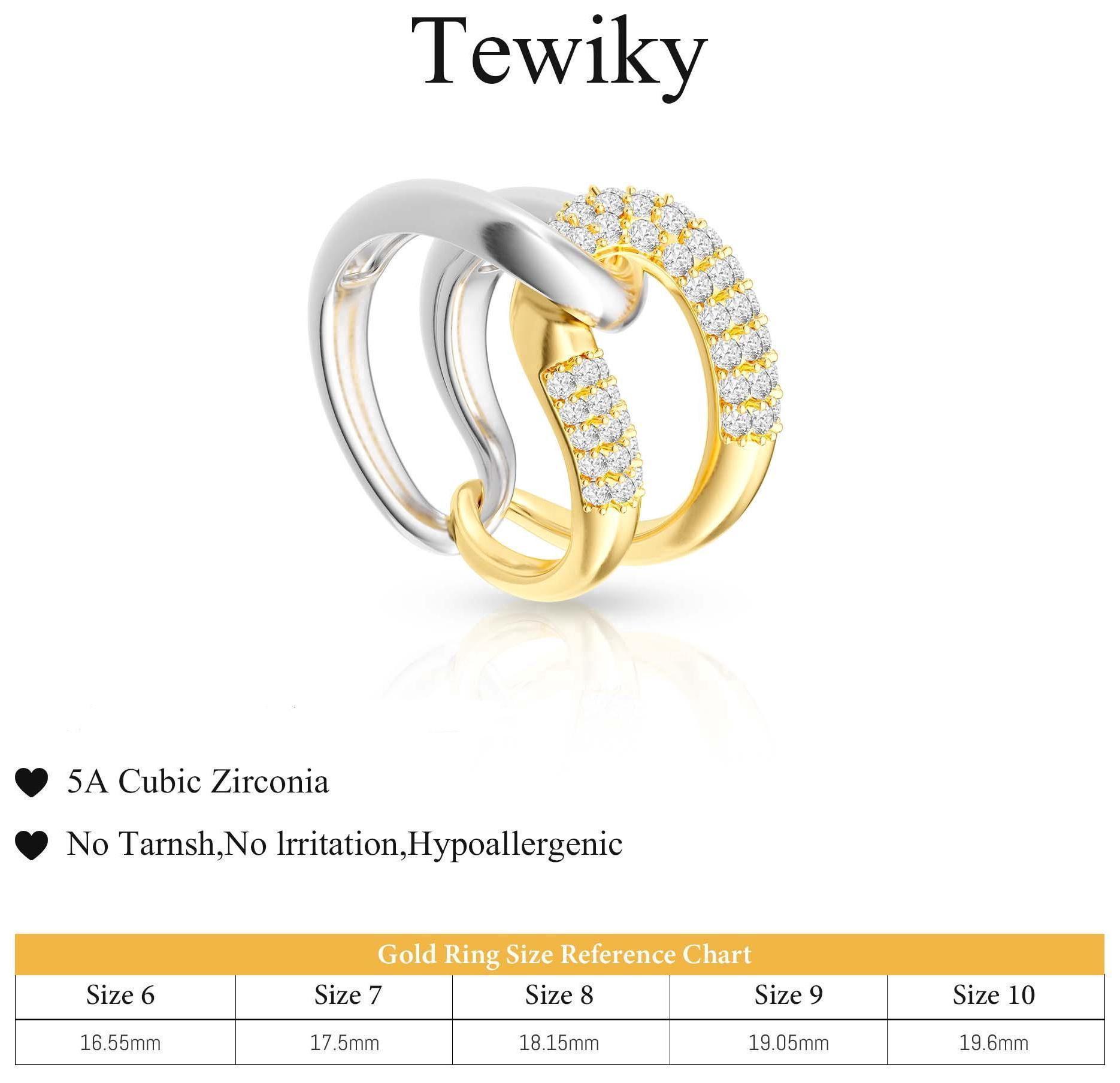 Gold & Silver Interlocking Knot Ring - Double Row Zirconia & Smooth Band DesignFor Women Cubic Zirconia Stacking Jewelry For :Summer Backtoschool
