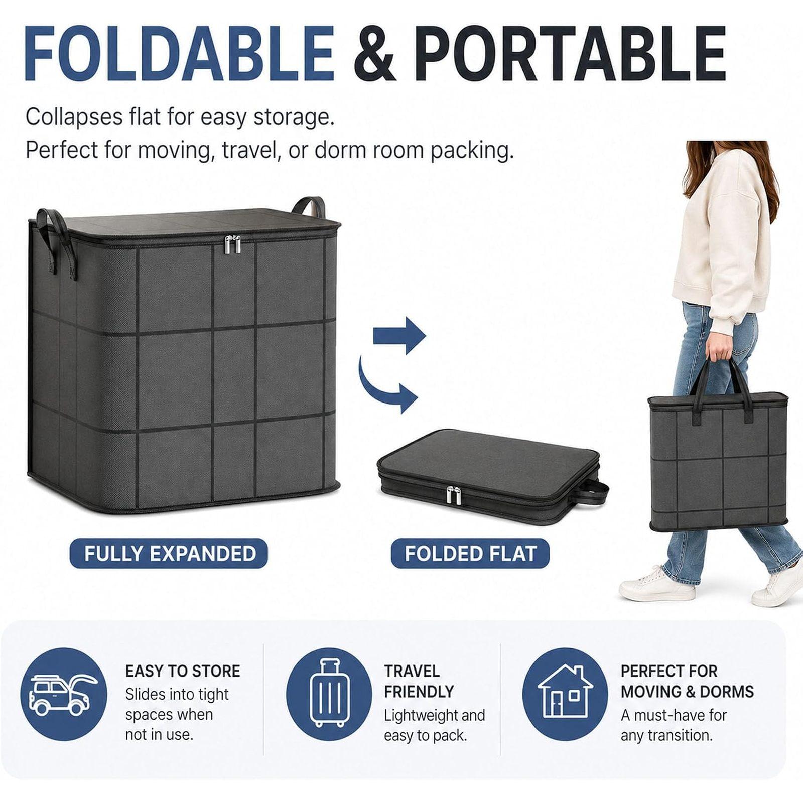Stack Container Blocks Large-Volume Textile Storage Container with Zipper, Closet-Ready ...
